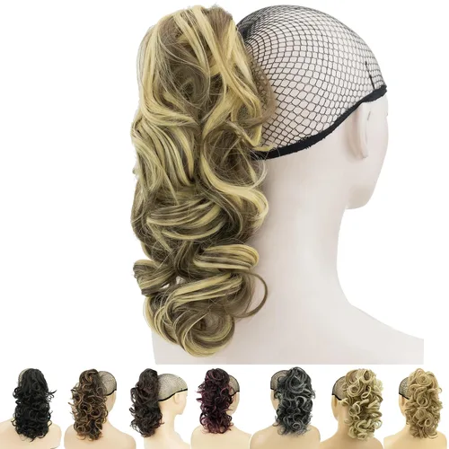 Miniatura 17 de IMISSU Extensiones de cabello rizado desordenado, cola de caballo con clip de cola de caballo (rubio playa)