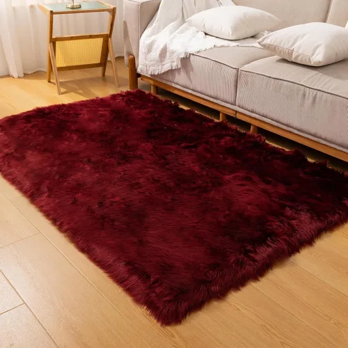 Miniatura 35 de Alfombra de piel sintética de 2 x 6 pies, color beige, lavable a máquina, súper suave, esponjosa, alfombra de piel de oveja mullida para dormitorio