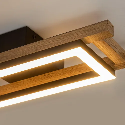 Miniatura 3 de Lingkai Luces LED de techo modernas de madera, cuadrada, rectangular, de madera, 17.3 pulgadas, 12 W, accesorios de iluminación de techo de cocina