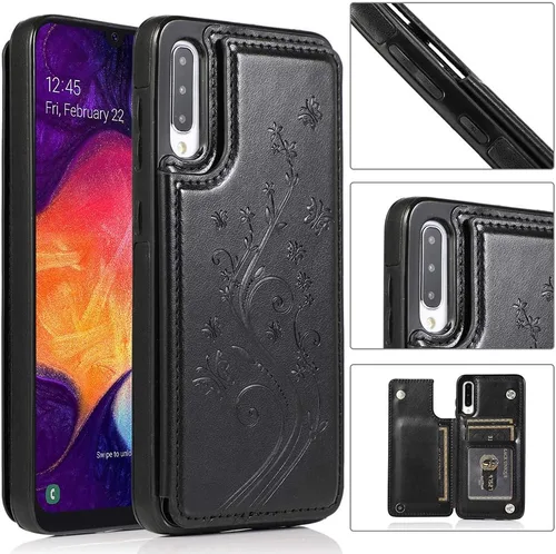 Miniatura 2 de Funda de teléfono para Samsung Galaxy A50 con protector de pantalla de vidrio templado y tarjetero con soporte para tarjetero, accesorios de cuero