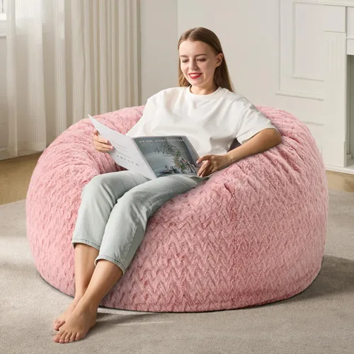 Miniatura 26 de Hobestluk Puf grande de 4 pies para adultos, con funda de piel de felpa chevrón, puf grande para sala de estar, dormitorio, residencia estudiantil