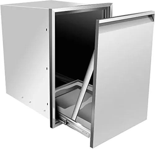 Miniatura 15 de Cajón de basura integrado, cajón de basura extraíble, cajón de tanque de propano para cocina al aire libre, cajón de tanque de propano para 17W X