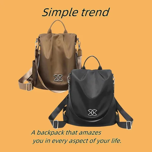 Miniatura 3 de BIMEL Bolsa multiusos antirrobo, bolsa de tela Oxford cruzada de 3 vías, mochila de viaje ligera mochila de viaje ligera, Café, Bolso cruzado