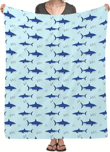 Miniatura 12 de Manta de tiburón para regalo, manta de franela de forro polar de 40 x 50 pulgadas, suave, acogedora y ligera, mantas para sofá, cama, sofá de viaje