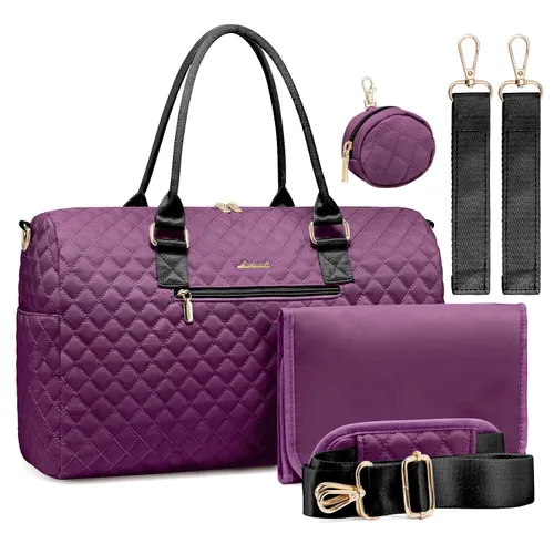 Miniatura 12 de LOVEVOOK - Bolso de pañales con estuche para chupete y cambiador, bolso grande de maternidad para hospital y viajes de fin de semana, bolso