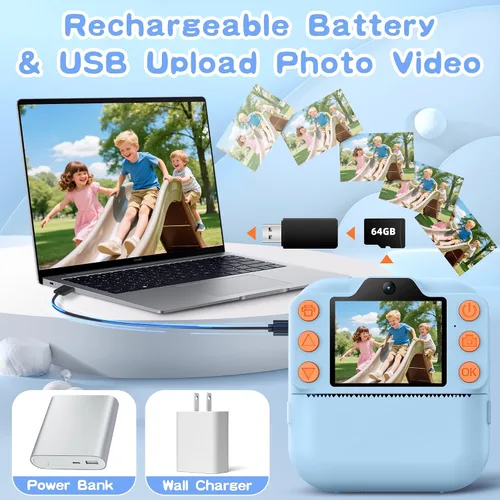 Miniatura 6 de Cámara de Impresión Instantánea para Niños, Juguetes para Niños Pequeños Cámara Digital de Impresión Instantánea para Edades de 3 a 12 años, Regalos