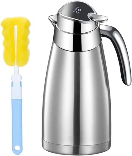 Miniatura 11 de Jarra térmica de café de 77 onzas con pantalla de temperatura, acero inoxidable 304, doble pared al vacío, jarra aislada, jarra de té para mantener