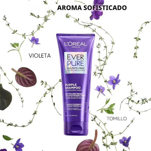 Miniatura 5 de L'Oreal Paris EverPure, Acondicionador Morado Tonificante Anti-Cobrizos Sin Sulfato para Cabello Rubio, Decolorado, Plateado o con Mechas Marrones