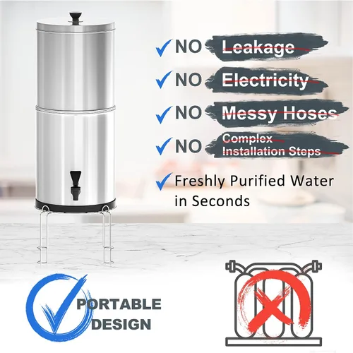 Miniatura 6 de Doorslay Sistema de filtro de agua por gravedad de 2.9 galones Cubo de filtración de agua para el hogar, campamento al aire libre, senderismo
