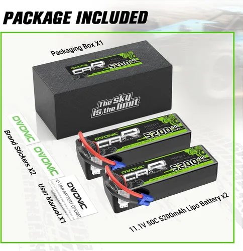 Miniatura 6 de OVONIC 3S Lipo Batería 50C 5200mAh 11.1V Lipo Batería con EC5 Conector para Arrma 1/5 1/8 1/10 RC Coche y Camión