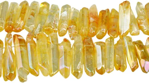 Miniatura 17 de TUMBEELLUWA Puntas de cristal de cuarzo para bisutería Cuentas de cristal de cuarzo con revestimiento de titanio pulidas o en bruto 15 pulgadas