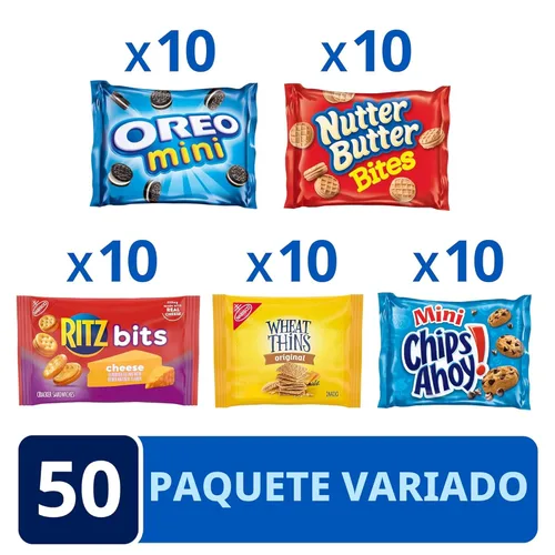 Miniatura 2 de Galletas OREO Mini, Mini CHIPS AHOY! Galletas, RITZ Bits Galletas de queso, bocadillos Nutter Butter y galletas Wheat Thins, paquete surtido Nabisco