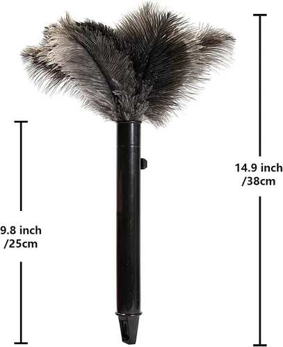 Miniatura 2 de Plumero Retráctil de Pluma de Avestruz para Limpieza, Plumero de Plumas Esponjoso y Natural con Mango Retráctil, Suministros de Limpieza de Mano