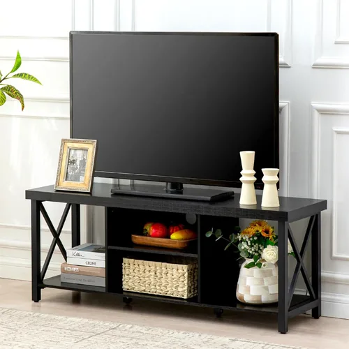 Miniatura 9 de GAZHOME Soporte de TV para TV de hasta 55 pulgadas, mueble de TV con almacenamiento abierto, unidad de consola de TV con estantería para sala de Gris