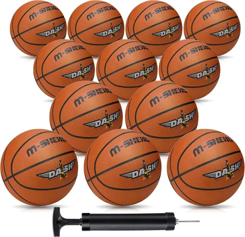 Miniatura 8 de Jerify 12 pelotas de baloncesto a granel de tamaño oficial 7, pelotas de baloncesto de goma 29.5 inflables de goma con bomba, pelotas de baloncesto