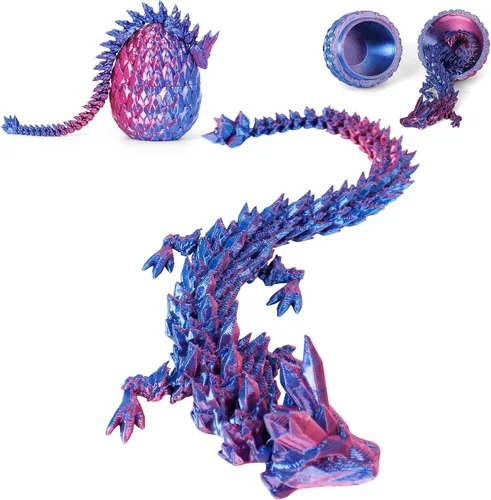 Huevo de Dragón, Huevos de Dragón Impresos en 3D con Dragón Sorpresa Misterio de Pascua, Juguetes de Cristal Articulados para Decoración de