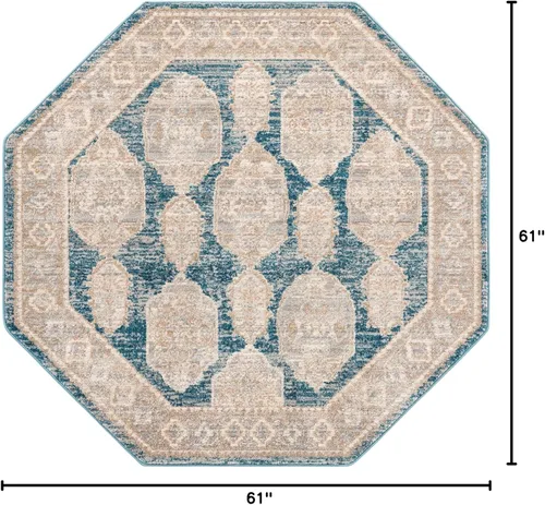 Miniatura 2 de Unique Loom Lola Collection - Alfombra de área, negrita (octágono de 5 pies 1 pulgada, azul/azul claro)