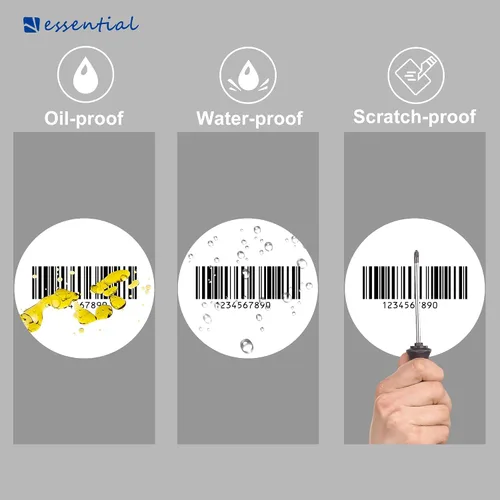 Miniatura 5 de ESSENTIAL - Etiquetas adhesivas redondas de 2" para códigos de barras térmicas directas, etiqueta de envío redonda autoadhesiva blanca, compatible