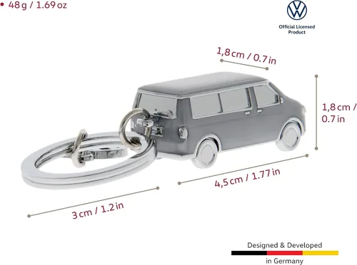 Miniatura 10 de BRISA VW T5/T6 Bus Campervan - Colgante con llavero 3D con dije VW, idea de regalo para los fanáticos de Volkswagen (cromado, esmaltado), Negro