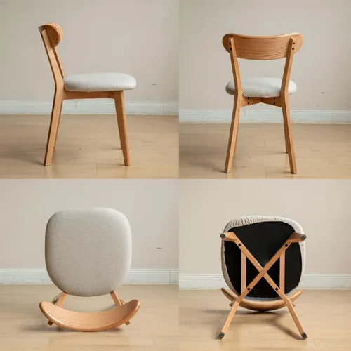 Miniatura 8 de Sillas de comedor de madera de roble macizo 100% - Prácticas sillas de cocina con cojín tapizado - Silla de madera para comedor, cocina