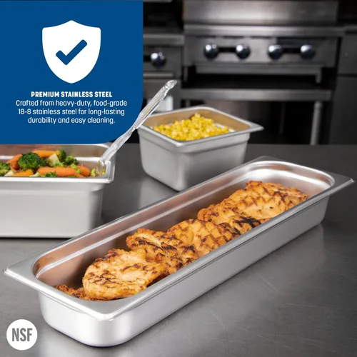 Miniatura 5 de Carlisle FoodService Products Durapan - Sartén larga de vapor para catering, hoteles y restaurantes, acero inoxidable, 1/2 tamaño 2.5 pulgadas