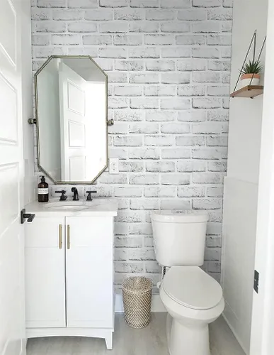 Miniatura 5 de Timeet - Papel pintado de despegar y pegar, papel de contacto de ladrillo blanco gris, papel de pared 3D autoadhesivo extraíble para dormitorio