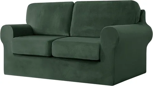Miniatura 38 de UNBBRRL Fundas de sofá de 3 piezas para sofá, funda de terciopelo elástico para sillón con 1 funda de cojín de asiento y 1 funda de respaldo