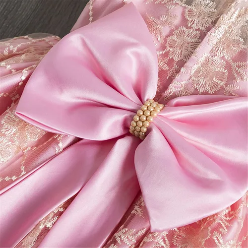 Miniatura 5 de NNJXD - Elegante vestido de princesa con cinturón de lazo de tul, de algodón y estampado de flores.