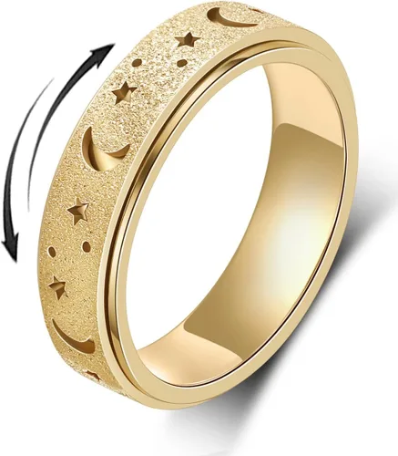 AmorArtSky Anillo de ansiedad para mujeres y hombres, anillo giratorio de titanio y acero inoxidable, 5 colores, 6 mm, talla 6-10, 3 estilos de