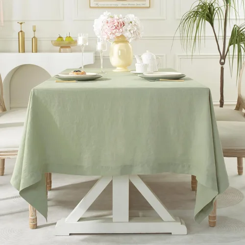 Miniatura 39 de Linen World - Mantel de lino de otoño de 55 x 55 pulgadas, mantel rectangular lavable de lino francés para comedor, al aire libre, bodas