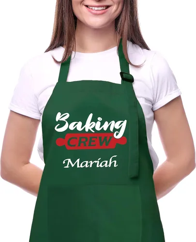 Miniatura 2 de Delantal de Navidad personalizado para mujer, delantales de hornear personalizados rojos o verdes con nombre, regalos de Navidad para mamá, abuela