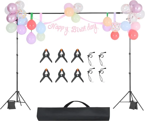 Miniatura 9 de VEVOR Soporte de telón de fondo, kit de soporte de fondo ajustable de 8.5 x 10 pies, fondo portátil con 2 trípodes, pantalla de proyector