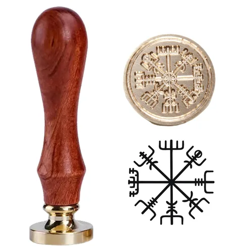Miniatura 10 de Odin's Raven Viking Rune Vegvisir - Sello de cera de sellado de runas vikingas para sellado de cartas, embalaje de invitación de boda personalizado