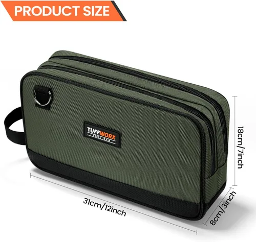 Miniatura 2 de Bolsa de herramientas, bolsa de herramientas pequeña de 12 pulgadas, impermeable, 600D, compartimentos dobles, organizadores de herramientas y caja