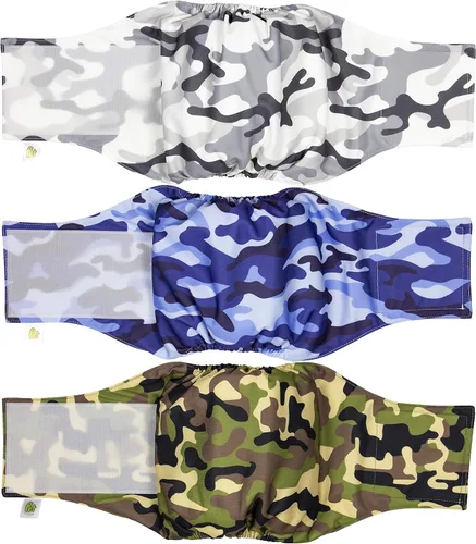 Miniatura 8 de PET MAGASIN Pañales para perros machos con forma de vientre (paquete de 3) (L, camuflaje)
