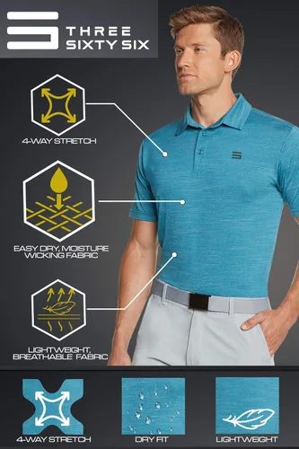 Miniatura 5 de Three Sixty Six - Camisetas de golf para hombre material Dry-Fit polo de manga corta con cuello atlético y casual