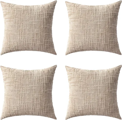 Miniatura 26 de Fundas de almohada decorativas de 18 x 18 pulgadas, juego de 4, suaves, sólidas, de estilo granja, fundas de almohada de chenilla para sofá, fundas