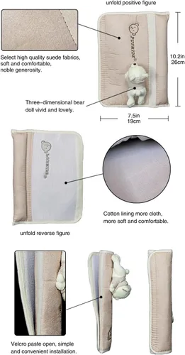Miniatura 5 de Tianmei - Funda para cinturón de seguridad de coche con acolchonado en el hombro (2 unidades)