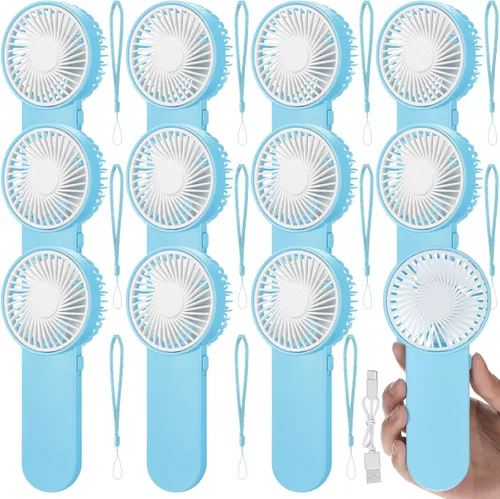 Miniatura 17 de Sumind 6 unidades de pequeño ventilador portátil personal pequeño a granel de 1 velocidad eléctrico lindo alimentado por batería para el cuello