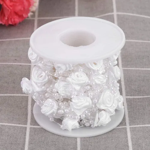 Miniatura 3 de Rollo de cuentas de perlas, 32.8 ft/rollo de perlas artificiales, cuerda conectada para decoración de fiesta de boda, guirnalda de árboles
