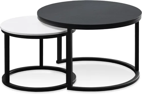 Miniatura 9 de MASAKA B&W Juego de 2 mesas auxiliares apilables modernas para sala de estar, dormitorio u oficina, apilables y versátiles para espacios pequeños