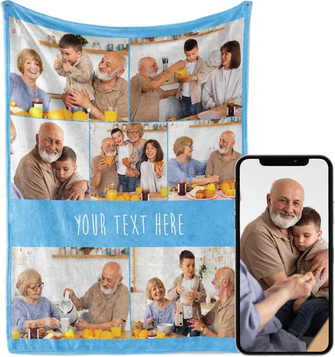 Miniatura 22 de Manta personalizada con imagen, se envía al día siguiente, impresa en Estados Unidos, manta de fotos personalizada, colores vibrantes, suave