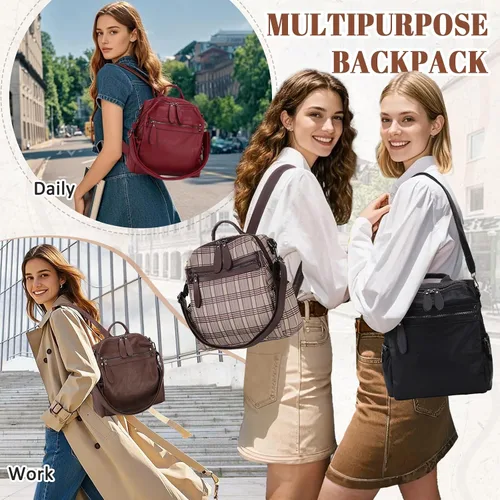 Miniatura 7 de VX - Bolso mochila de piel sintética para mujer, diseño convertible a la moda, 2 modos de uso