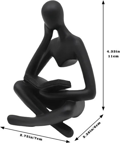 Miniatura 6 de Estatua de mujer de lectura, esculturas de pensador, adorno de arte abstracto, decoración de figura estética moderna, adecuada para el hogar, sala