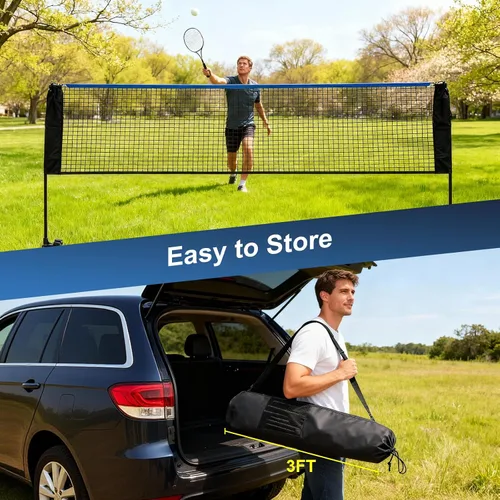 Miniatura 8 de NEWBULIG Juego de red de bádminton portátil, 10FT/14FT/17FT de ancho, altura ajustable, red multideportiva para pickleball, tenis, voleibol, fútbol