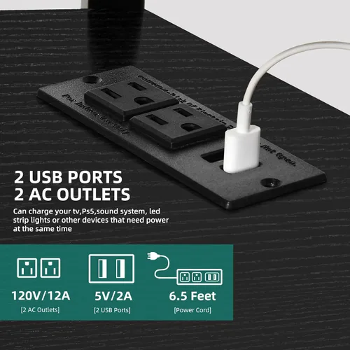 Miniatura 5 de YITAHOME Soporte de TV negro con montaje, soporte de TV moderno para TV LED de 70/65 pulgadas, centro de entretenimiento con montaje ajustable