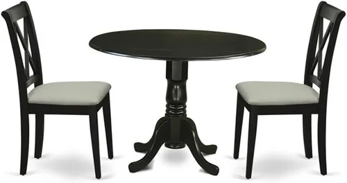 Miniatura 10 de East West Furniture DLCL3-MAH-C - Juego de mesa de comedor de 3 piezas para espacios pequeños que contiene una mesa de comedor redonda con gotas y 2