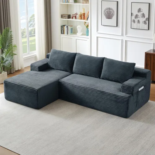 Miniatura 13 de 141" Oversized U Shaped Cloud Sectional Couches with Storage Console for Living Room, Corduroy Compressed Boneless Couch, Symmetrical Sofa & Couch