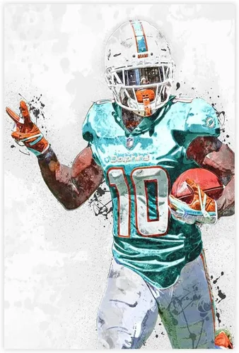 Póster de Tyreek Hill en Lienzo para Decoración de Pared, Póster Artístico, Cuadro para Sala de Estar, Recámara, Póster sin Marco: 12x18 pulgadas