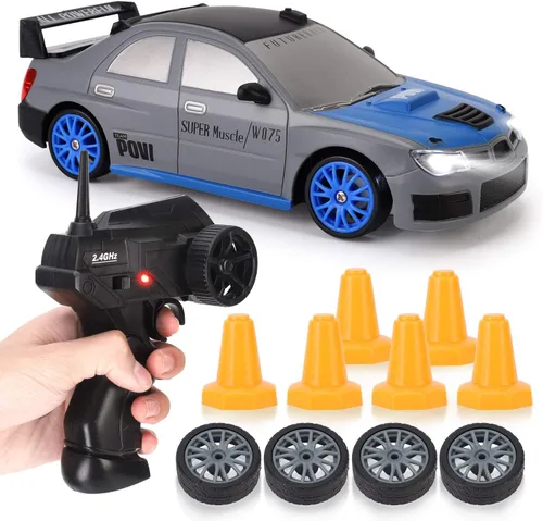 Miniatura 10 de Liberty Imports RC Drift Car 1/24 2.4GHz 4WD Control remoto Sport Racing Vehículo en carretera con luz LED, baterías y neumáticos de deriva